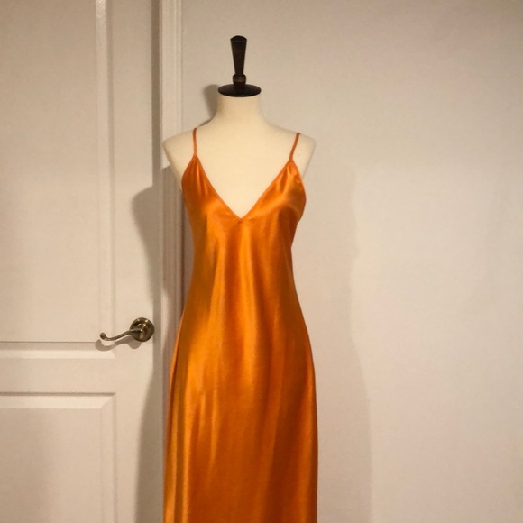 Zara | Dresses | Zara Orange Satin Dress | Poshmark